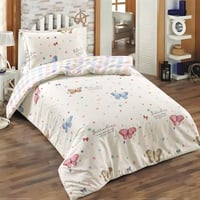 مفرش الربيع صيفي مفرد ونص فاخر أبيض برسومات الفراش...