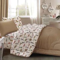 مفرش تورين أطفال صيفي مفرد و نص قطن بني عدد القطع...