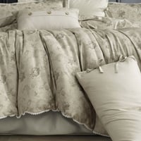 مفرش سرور مزدوج قطن زيتي فاتح برسومات الزهور عدد ا...