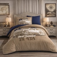 مفرش فريزيا صيفي مقاس كوين 150x200 سم بني وأزرق عد...