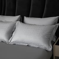 مفرش فندقي نمط هندسي يوناني مزدوج قطن رصاصي 500 غر...