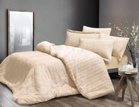 مفرش لاتينا شتوي فرو مزدوج بيج غامق 6 قطع