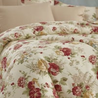 مفرش إنسجام صيفي قطن كريمي وبيج برسومات الزهور