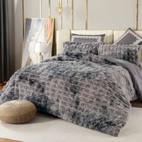 مفرش أوشن شتوي فاخر مفرد ونص مخمل و فرو ناعم رصاصي...