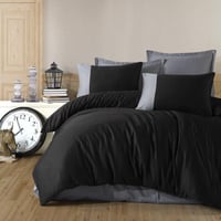 مفرش بيور صيفي مزدوج قطن تركي أسود و رصاصي عدد الق...