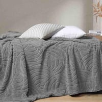 بطانية كولمبوس خفيفة فرو مزدوج رصاصي مقاس 220 × 24...