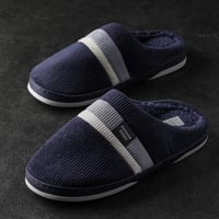 حذاء منزلي رجالي شتوي مخمل و فرو أزرق