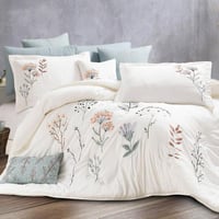 مفرش زمرد صيفي مزدوج مطرز سكري برسومات الزهور عدد...