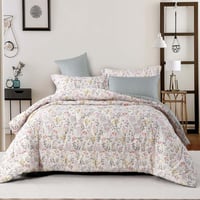 مفرش نوفا صيفي مزدوج أبيض تيفاني برسومات الزهور عد...