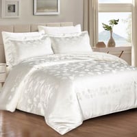 مفرش أشلي شتوي فاخر مزدوج مطرز مخمل أبيض عدد القطع...