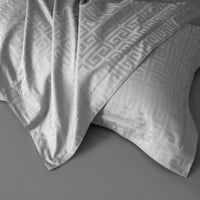 مفرش فندقي نمط هندسي يوناني مزدوج قطن رصاصي 500 غر...