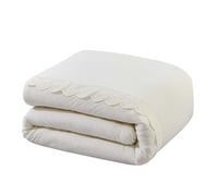 مفرش فرنزي شتوي فرو ناعم مزدوج أبيض مع بطانية رصاص...