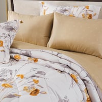 مفرش نوفا صيفي مفرد و نص أبيض بيج برسومات الزهور ع...