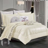 مفرش صوفيا صيفي مزدوج جاكارد فاخر مطرز كريمي عدد ا...