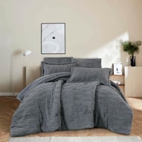 مفرش وعد شتوي فاخر مفرد ونص فرو رصاصي عدد القطع 4