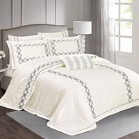 مفرش ليلي مزدوج قطن فاخر مطرز كريمي عدد القطع 7