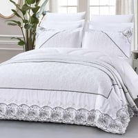 مفرش ايزابيلا صيفي مزدوج قطن فاخر مطرز أبيض عدد ال...