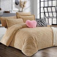 مفرش أرينا شتوي مزدوج مخمل و فرو بيج عدد القطع 9