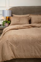 مفرش نارنج شتوي فاخر مزدوج مخمل محفور بيج عدد القط...