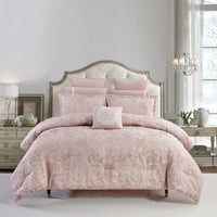 مفرش نايا صيفي مزدوج جاكارد فاخر وردي عدد القطع 9