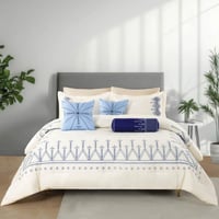 مفرش هبوب صيفي مزدوج كريمي مطرز عدد القطع 9