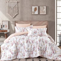 مفرش نوفا صيفي مفرد و نص أبيض و بيج برسومات الزهور...