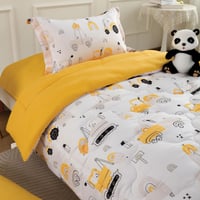 مفرش أطفال تيمون صيفي مفرد ونص أبيض وأصفر متعدد ال...