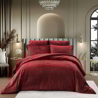 مفرش نارنج شتوي فاخر مفرد ونص مخمل محفور عنابي عدد...