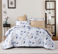 مفرش نوفا صيفي مزدوج بيج سماوي برسومات الزهور عدد...