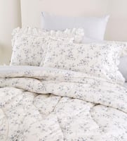 مفرش ريد روز صيفي مزدوج قطن فاخر أبيض برسومات الزه...