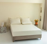 مفرش جنات قطن مزدوج كريمي وبيج عدد القطع 7