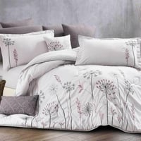 مفرش زمرد صيفي مزدوج فاخر مطرز رصاصي و ليلكي عدد ا...