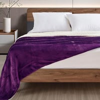 بطانية نداف خفيفة فرو مفرد ونص بنفسجي مقاس 180 × 2...