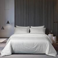 مفرش فندقي نمط هندسي يوناني مزدوج قطن أبيض 500 غرز...