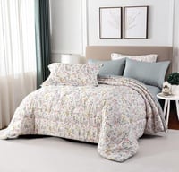 مفرش نوفا صيفي مفرد و نص أبيض تيفاني برسومات الزهو...