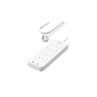 توصيلة مشترك 8 منافذ طاقة مع منفذين USB بطول 1.8 م...