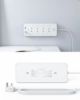 توصيلة مشترك 8 منافذ طاقة مع منفذين USB بطول 1.8 م...