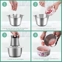 خلاط مطبخ بسعة 2 لتر ووعاء ستانلس ستيل ومفرمة لحوم...