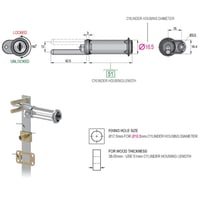قفل اثاث خشب خابور القطر Ø16.5