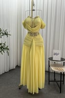 فستان سهره بكتف مكشوف وأكمام منفصلة لونين