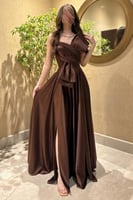 فستان سهره توب لون بني