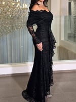 فستان سهرة أوف شولدر لون اسود