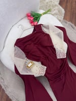 فستان سهره عنابي