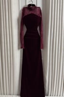 فستان سهرة أنيق شتوي لون عودي