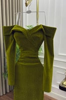 فستان سهر اوف شولدر باكمام بعدة الوان