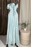 فستان سهره توب بكسرات لون ازرق فاتح