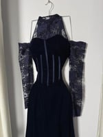 فستان سهرة شتوي كحلي