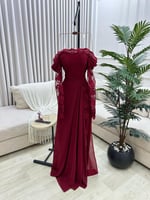 فستان سهرة اوف شولدر لون احمر