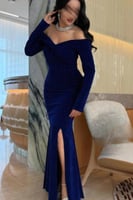 فستان سهر اوف شولدر باكمام بعدة الوان