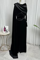 فستان سهرة أنيق شتوي بلونين اسود و عودي